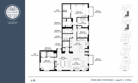 Floor plan for 3 beds, 3.5 baths, 2545 sqft